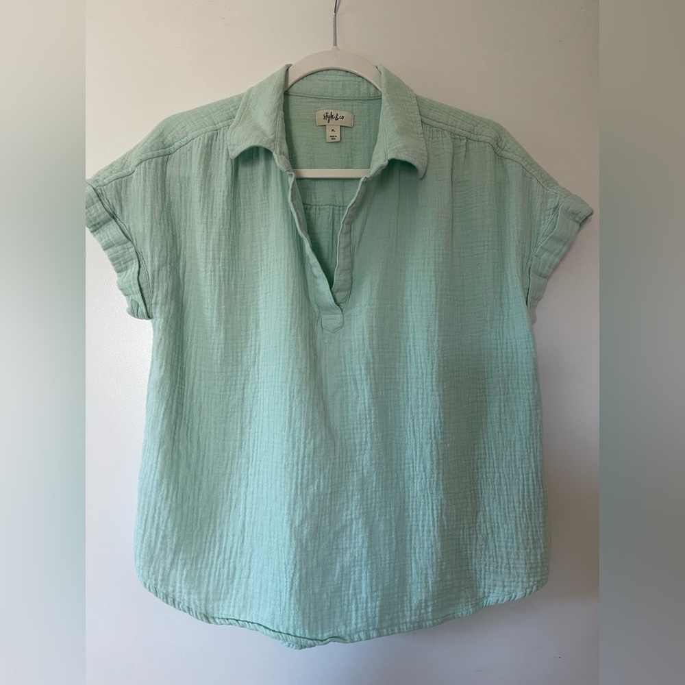 Style & Co. Light Green Button Down Shirt